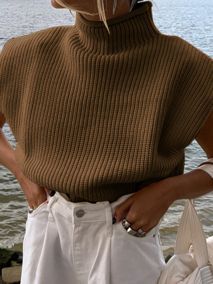 Solid Knitted Turtleneck Dolman Cap Sleeve Sweater Top | Sweaters | Pekosa Women Clothing