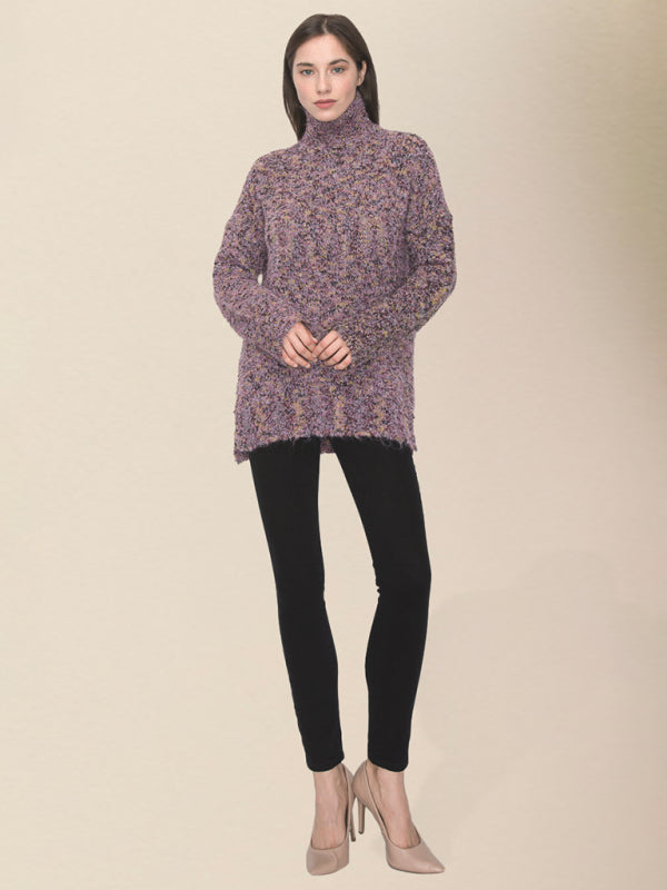 Sweaters- Spackled Turtleneck Wool Blend Sweater- - IndioGear Clothing and Gear