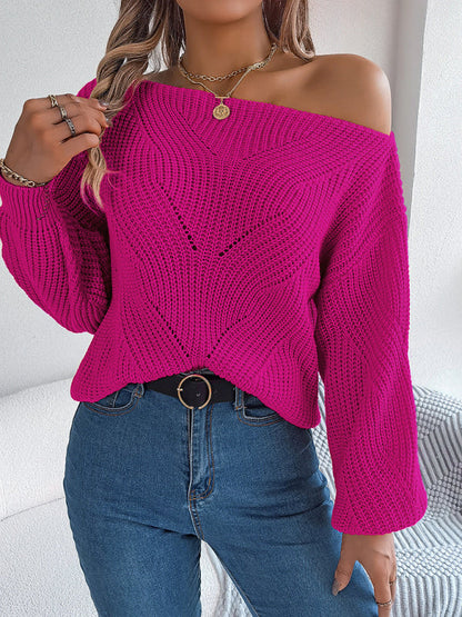 Sweaters- Timeless Boatneck Knit Sweater for Fall- Rose- IndioGear Clothing and Gear