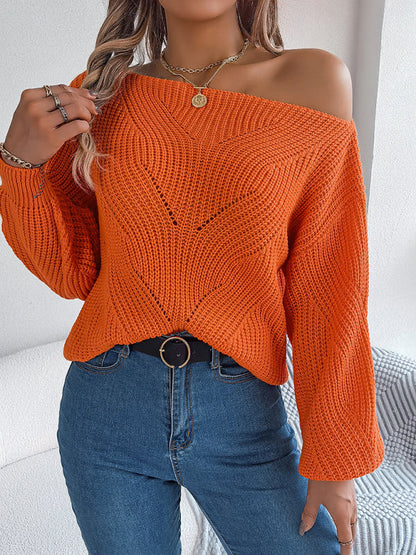 Sweaters- Timeless Boatneck Knit Sweater for Fall- Orange- IndioGear Clothing and Gear