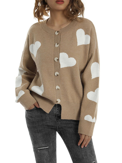 Sweaters-Valentine’s Day Knit Cardigan | Romantic Button-Up Sweater-Pekosa Women Clothing