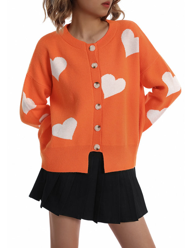 Sweaters-Valentine’s Day Knit Cardigan | Romantic Button-Up Sweater-Pekosa Women Clothing