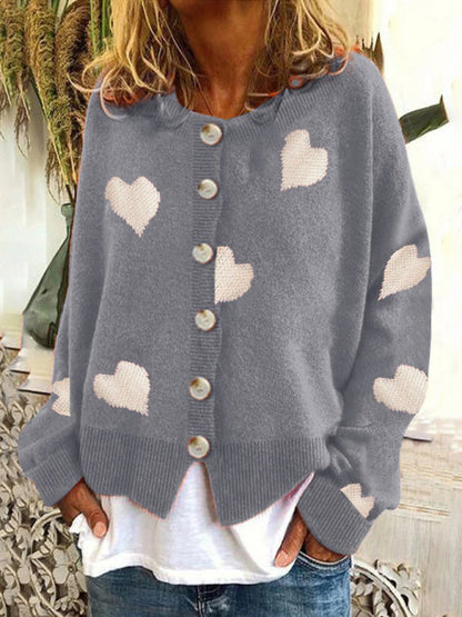 Sweaters-Valentine’s Day Knit Cardigan | Romantic Button-Up Sweater-Pekosa Women Clothing