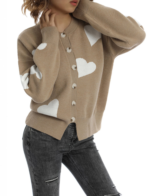 Sweaters-Valentine’s Day Knit Cardigan | Romantic Button-Up Sweater-Pekosa Women Clothing