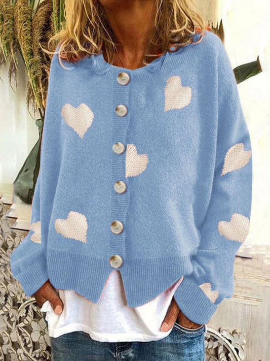 Sweaters-Valentine’s Day Knit Cardigan | Romantic Button-Up Sweater-Pekosa Women Clothing