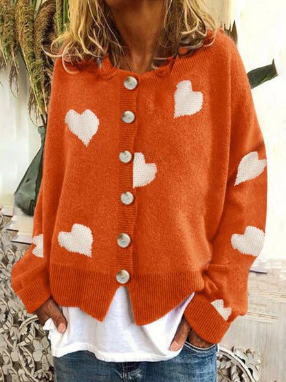 Sweaters-Valentine’s Day Knit Cardigan | Romantic Button-Up Sweater-Pekosa Women Clothing