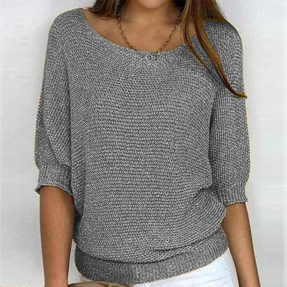 Sweaters- Warmth Knit Round Neck Jumper - Drop Shoulder Sweater- Grey- IndioGear Clothing and Gear