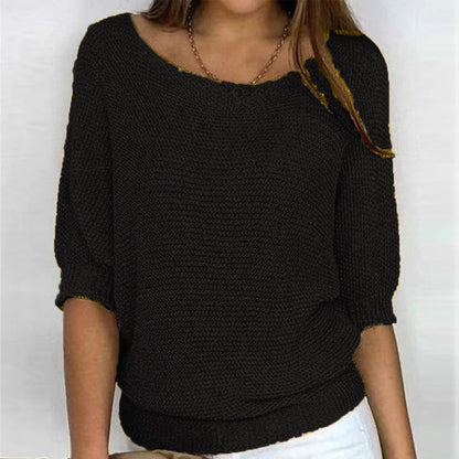 Sweaters- Warmth Knit Round Neck Jumper - Drop Shoulder Sweater- Black- IndioGear Clothing and Gear