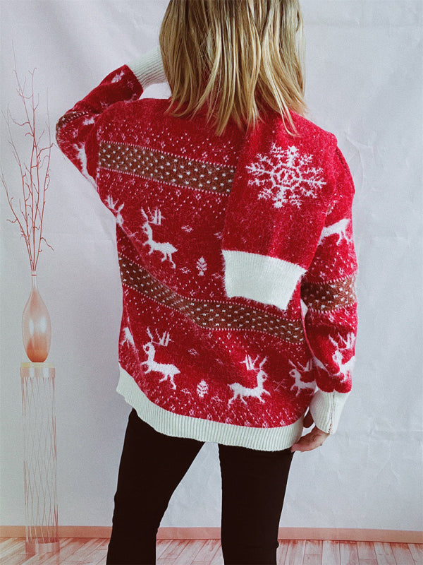 Sweaters- Warmth and Style in One: Christmas Fluffy Knit Sweater and Scarf Pair- - IndioGear Clothing and Gear