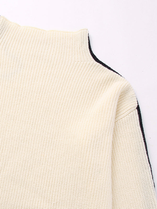 Sweaters- Winter Essential: Oversized Knit Stand Collar Sweater- - IndioGear Clothing and Gear