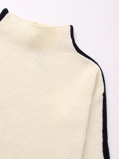 Sweaters- Winter Essential: Oversized Knit Stand Collar Sweater- - IndioGear Clothing and Gear