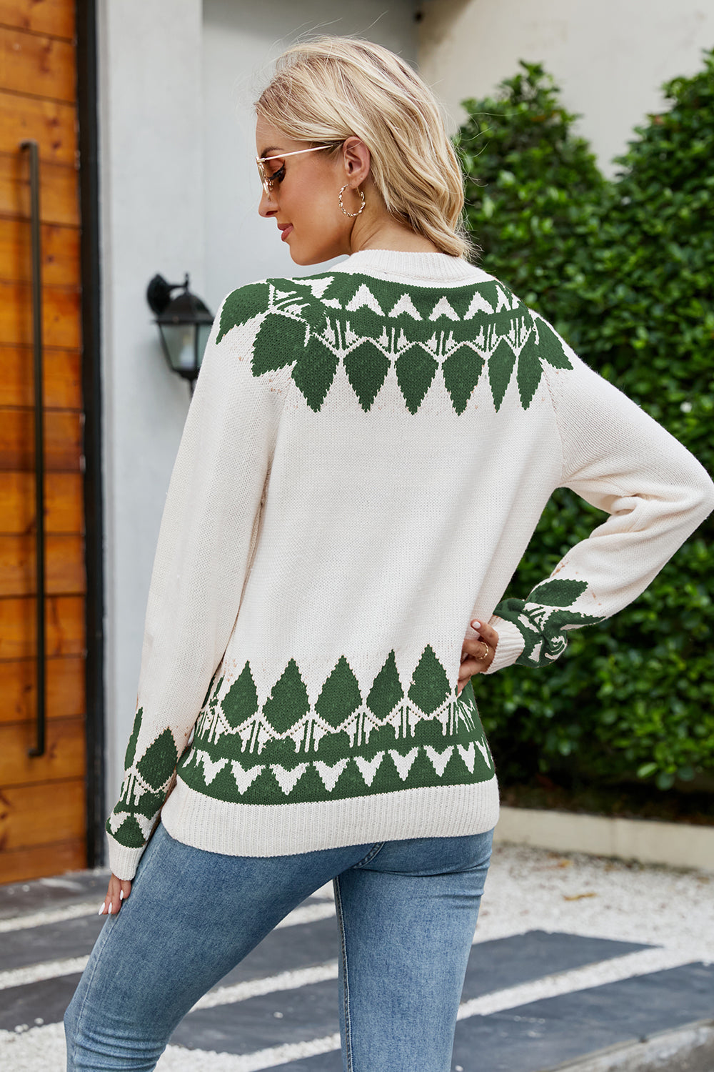 Winter Jumper Geometric Knit Crewneck Sweater | Sweaters | Pekosa Women Clothing