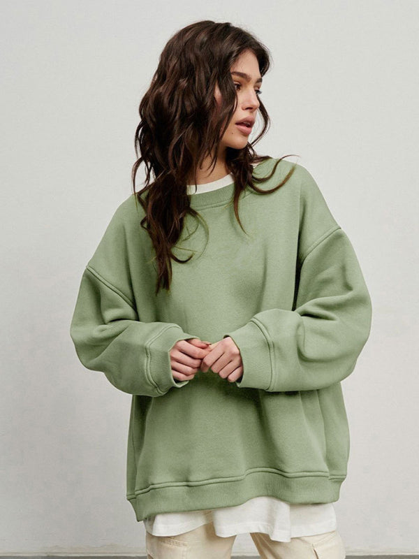 Sweatshirts- Everyday Lounge Wear Cozy Fleece Sweatshirt - Oversized Slouchy Pullover- - IndioGear Clothing and Gear