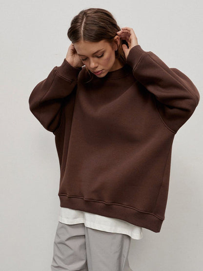 Sweatshirts- Everyday Lounge Wear Cozy Fleece Sweatshirt - Oversized Slouchy Pullover- - IndioGear Clothing and Gear