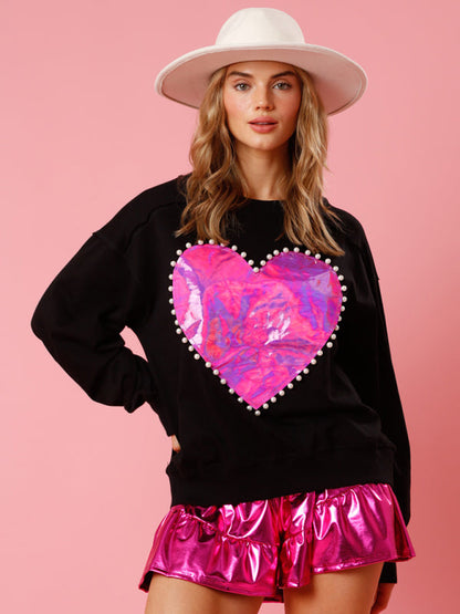 Sweatshirts- Oversized Love Print Sweatshirt- - IndioGear Clothing and Gear