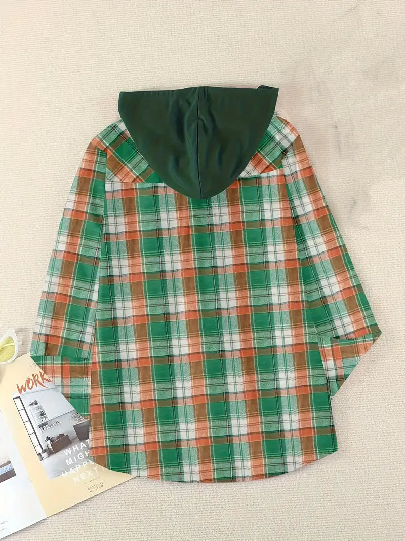 Sweatshirts- Plaid Cotton Hooded Shirt - Hoodie Sweatshirt- - IndioGear Clothing and Gear