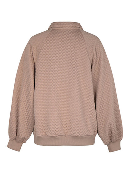 Sweatshirts- Waffle Cozy Autumn Collared Sweatshirt- - IndioGear Clothing and Gear