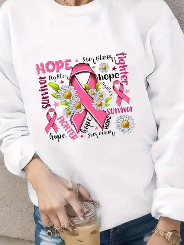 Sweatshirts- Women's Drop Shoulder Sweatshirt - Hope Print Pullover- - IndioGear Fashion and Gear