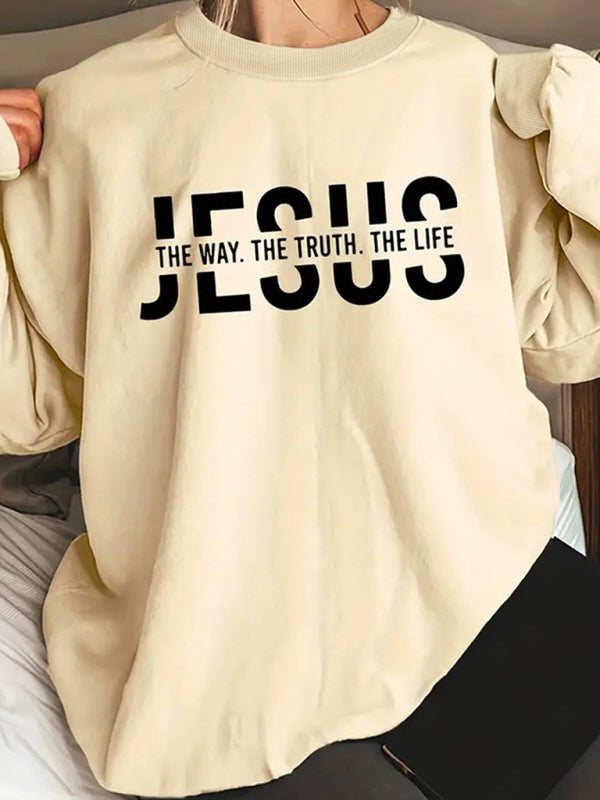 Sweatshirts- Women's Easter Holly Week Jesus The Way Sweatshirt- Cracker khaki- IndioGear Fashion and Gear