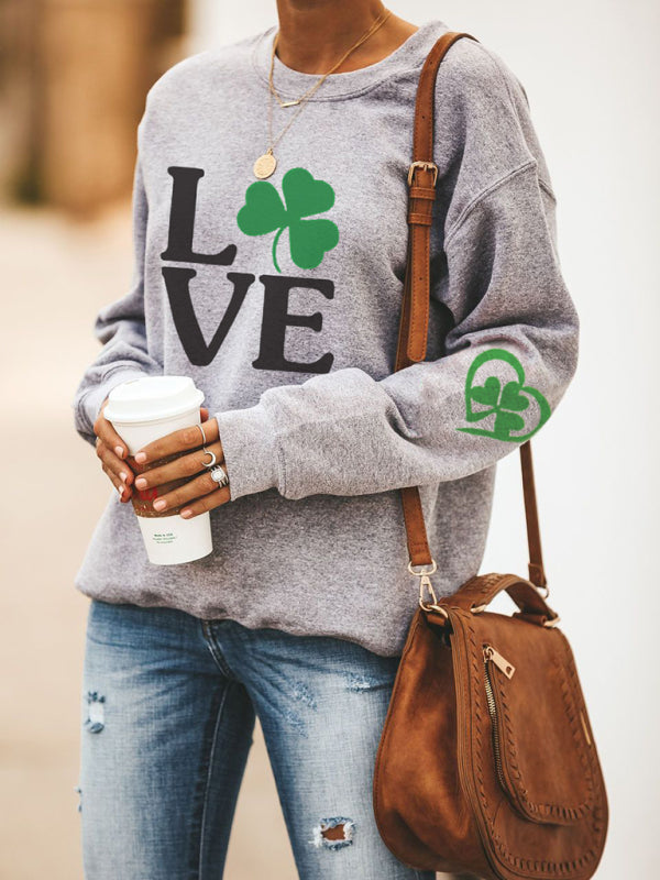 Sweatshirts- Women's St. Patrick's Day Lucky Print Sweatshirt- - IndioGear Fashion and Gear