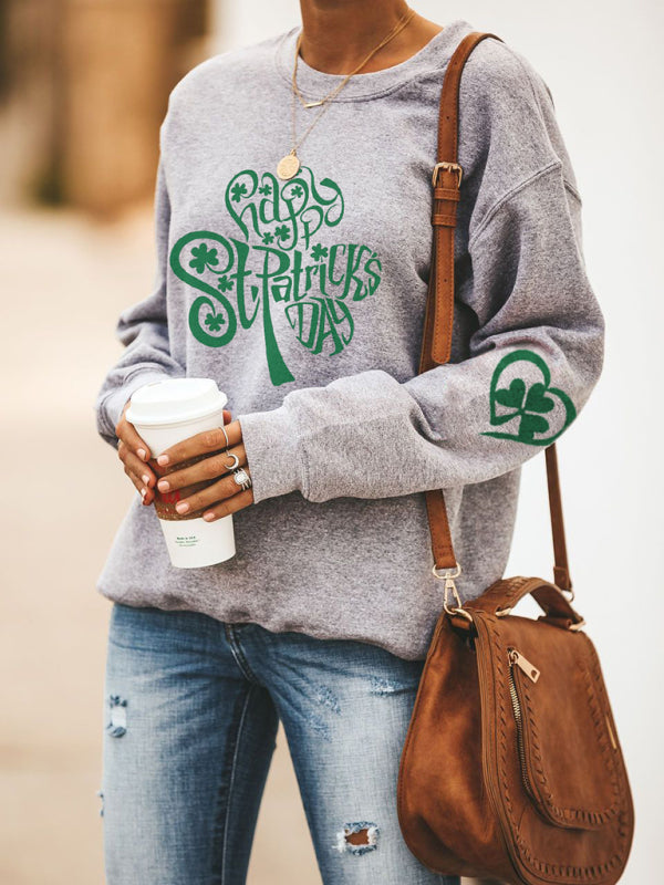 Sweatshirts- Women's St. Patrick's Day Lucky Print Sweatshirt- - IndioGear Fashion and Gear