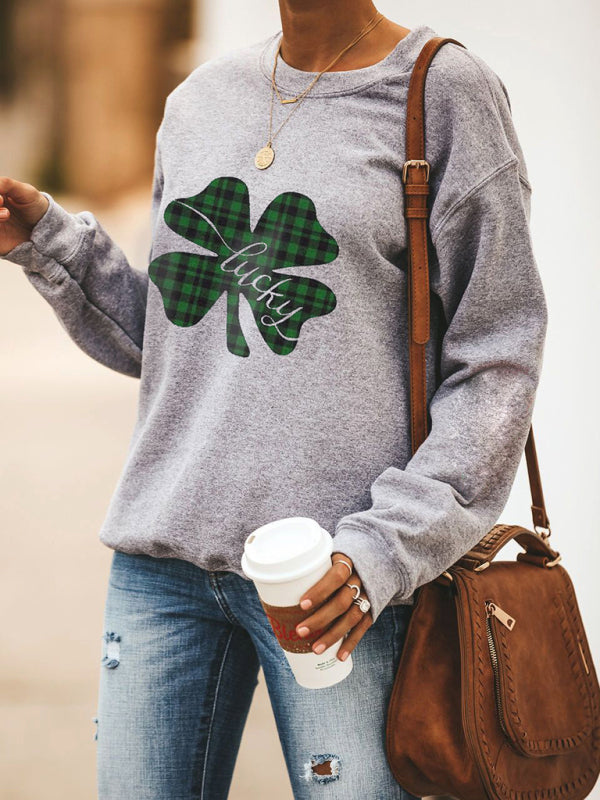 Sweatshirts- Women's St. Patrick's Day Lucky Print Sweatshirt- - IndioGear Fashion and Gear