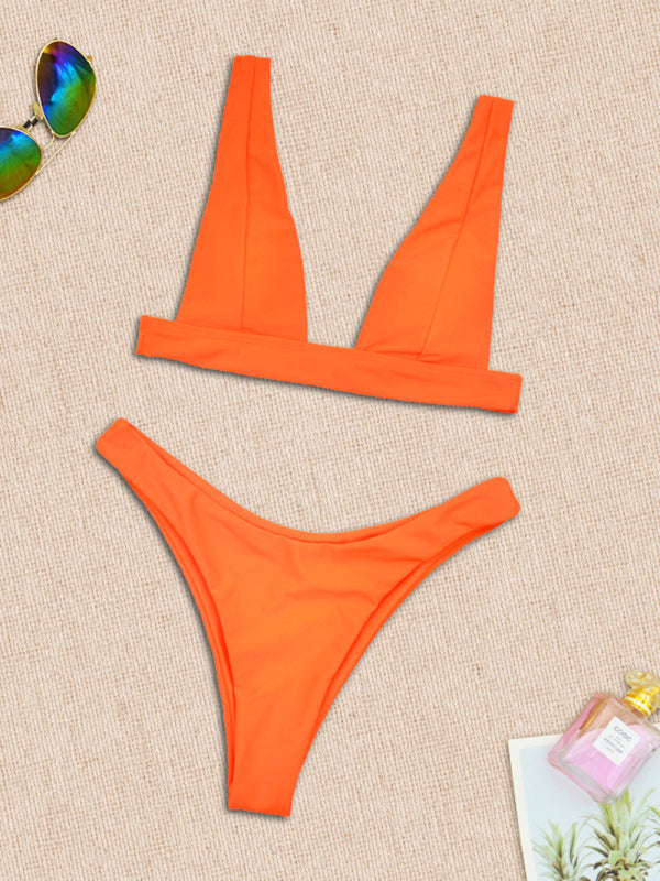 Swimsuit- Beach Babe Bikini 2-Piece Set: The Ultimate Summer Deep V Bathing Suit- - IndioGear Fashion and Gear