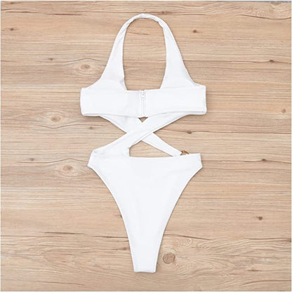 Swimsuit- Solid Halter Neck One Piece Wireless Swimsuit Monokini!- - IndioGear Fashion and Gear