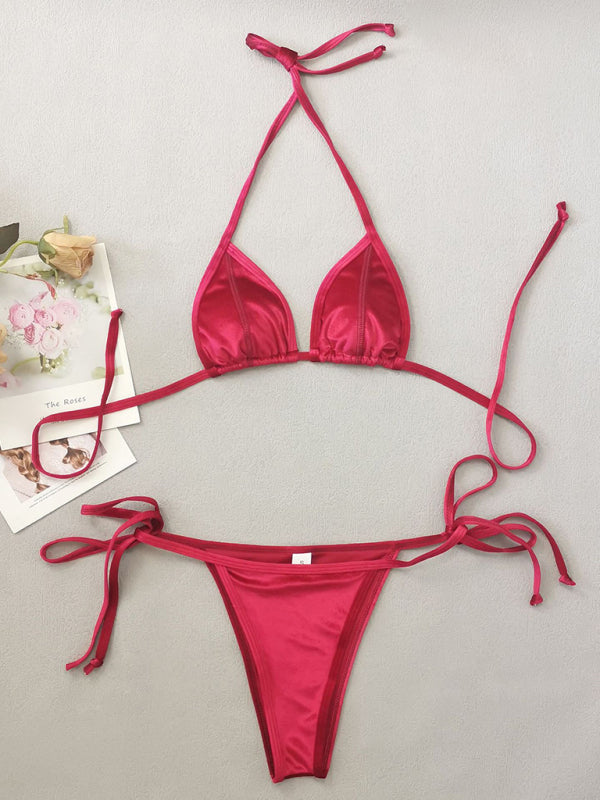 Velvet Waves Beach 2-Piece Gold Bikini Set with Wireless Bra