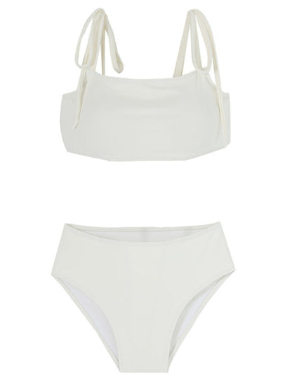 Swimwear- Beach Essential 2-Piece Swimwear - High-Waisted Bikini & Tie-Shoulder Top- - IndioGear Fashion and Gear