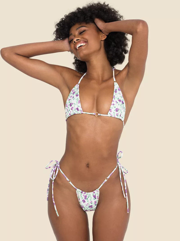 Swimwear- Brazilian 2 Piece Swimwear - Tie-Side Bikini & Triangle Bra- - IndioGear Fashion and Gear