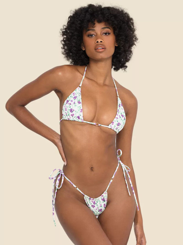 Swimwear- Brazilian 2 Piece Swimwear - Tie-Side Bikini & Triangle Bra- Pattern1- IndioGear Fashion and Gear