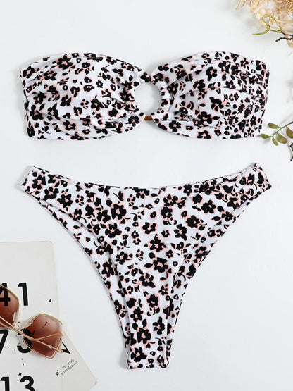 Swimwear- Floral Wireless Tube Bra and Floral Bottoms in a Stylish 2-Piece Bikini- - IndioGear Clothing and Gear