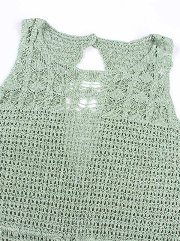 Swimwear- Open-Knit Crochet Maxi Dress | Summer Cover-Up Beach Days- - IndioGear Fashion and Gear