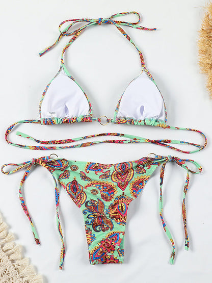 Swimwear- Paisley Paradise: Hot 2 Piece Bikini Set for Beach Vacations- - IndioGear Fashion and Gear