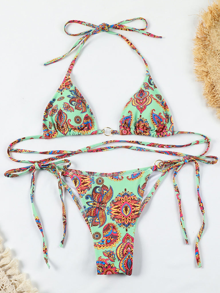 Swimwear- Paisley Paradise: Hot 2 Piece Bikini Set for Beach Vacations- - IndioGear Fashion and Gear