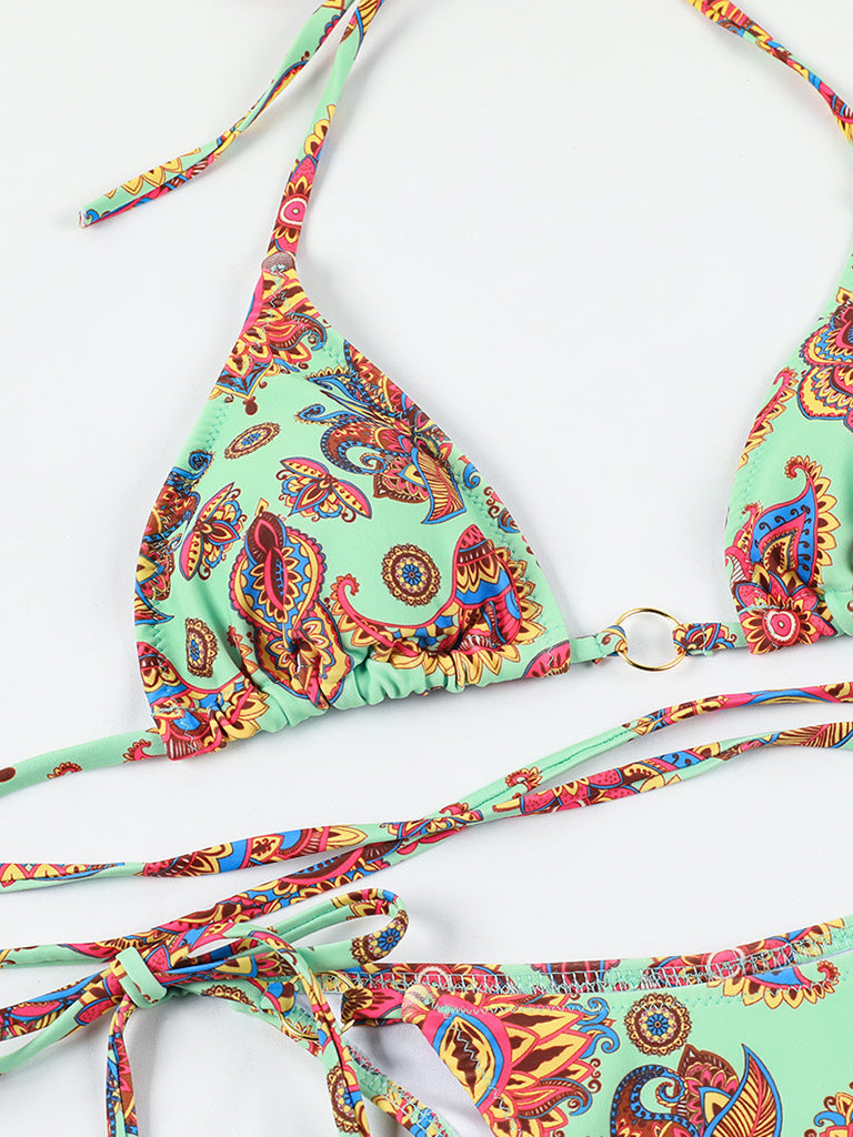 Swimwear- Paisley Paradise: Hot 2 Piece Bikini Set for Beach Vacations- - IndioGear Fashion and Gear