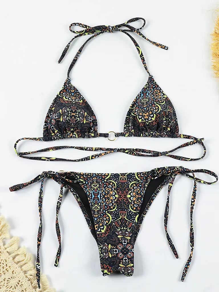 Swimwear- Paisley Paradise: Hot 2 Piece Bikini Set for Beach Vacations- - IndioGear Fashion and Gear