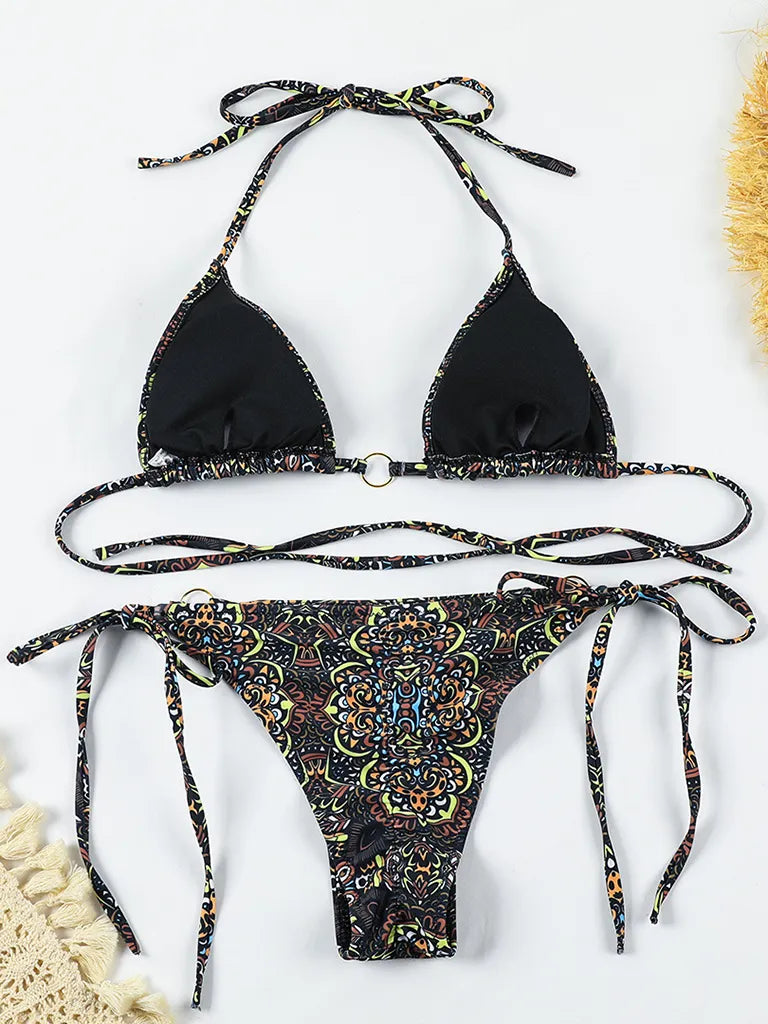 Swimwear- Paisley Paradise: Hot 2 Piece Bikini Set for Beach Vacations- - IndioGear Fashion and Gear