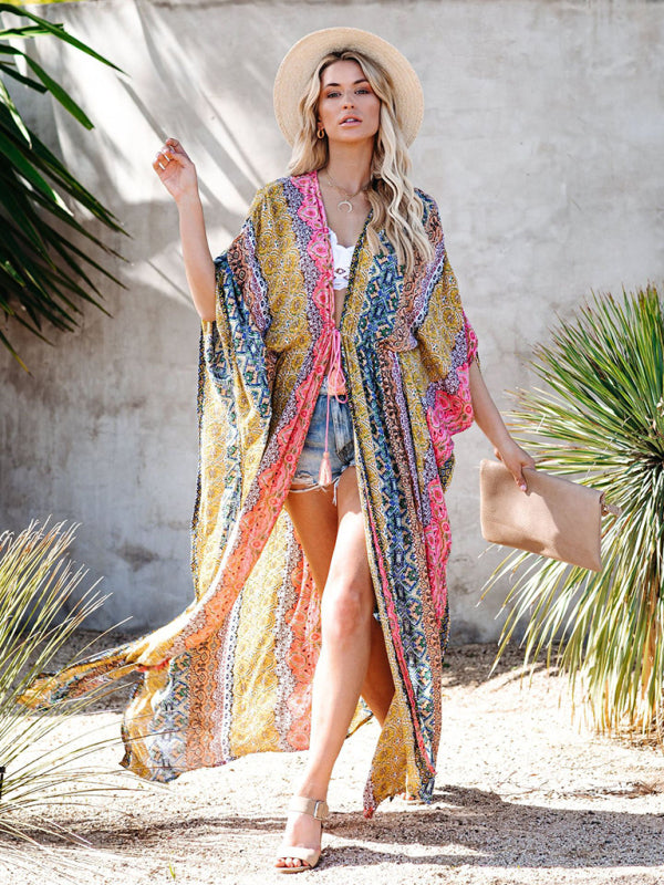 Swimwear- Sexy Loose Beach Cover Up Robe Holiday Sunscreen Shirt Holiday Dress- - IndioGear Fashion and Gear