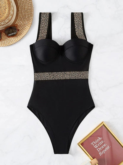 Swimwear- Shine Bright Diamond in Our High-Waisted One Piece Swimsuit!- - IndioGear Fashion and Gear