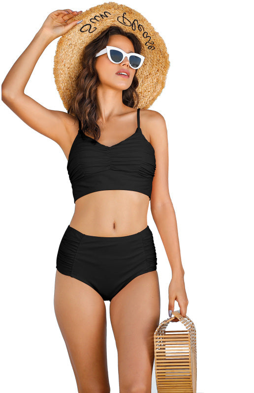 Swimwear- Sporty Chic: Versatile High Waist Tankini Swimsuit for Any Occasion- - IndioGear Fashion and Gear