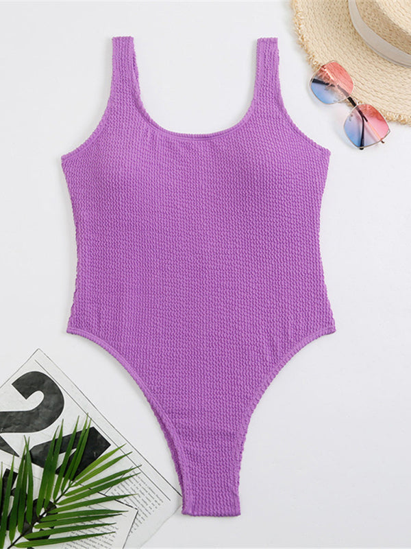 Swimwear- Sporty One-Piece Swimsuit - Tie-Dye Textured Swimwear- - IndioGear Clothing and Gear