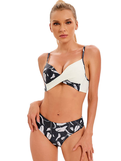 Swimwear- Summer Beach Clasic 2-Piece Floral Bikini Bra and Bottoms- - IndioGear Fashion and Gear