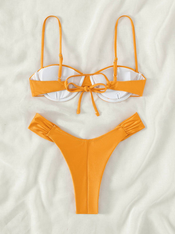 Swimwear- Underwire 2-Piece Bikini Bra and Thong Beach Swimsuit- - IndioGear Fashion and Gear