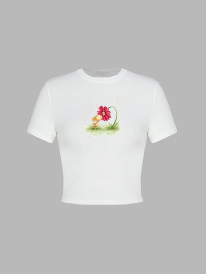 T-Shirts- Women's Easter Egg Print T-Shirt - Holly Week Bunny Crop Tee- - IndioGear Fashion and Gear