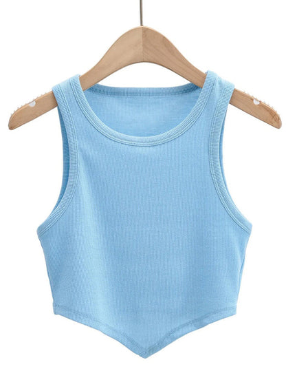 Tank Tops- Summer Must-Have: Casual Crop Tank Top in Cotton Blend- - IndioGear Clothing and Gear