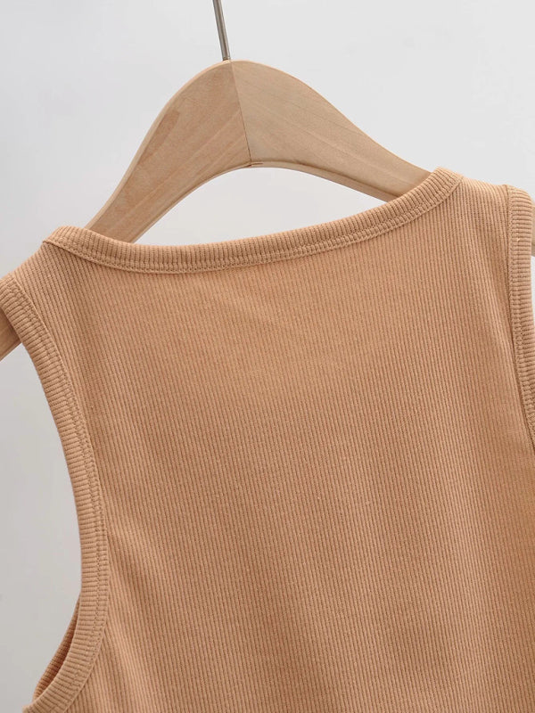 Tank Tops- Summer Must-Have: Casual Crop Tank Top in Cotton Blend- - IndioGear Clothing and Gear