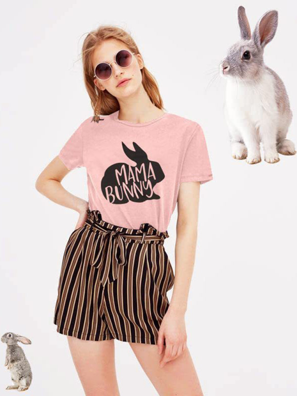 Tees- Easter Holly Week in a Women's Mama Bunny Tee- - IndioGear Fashion and Gear