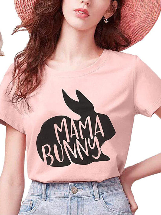 Tees- Easter Holly Week in a Women's Mama Bunny Tee- Pastel pink- IndioGear Fashion and Gear